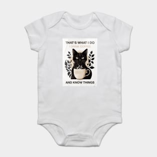 Cat Drink Coffee And Know Things Baby Bodysuit